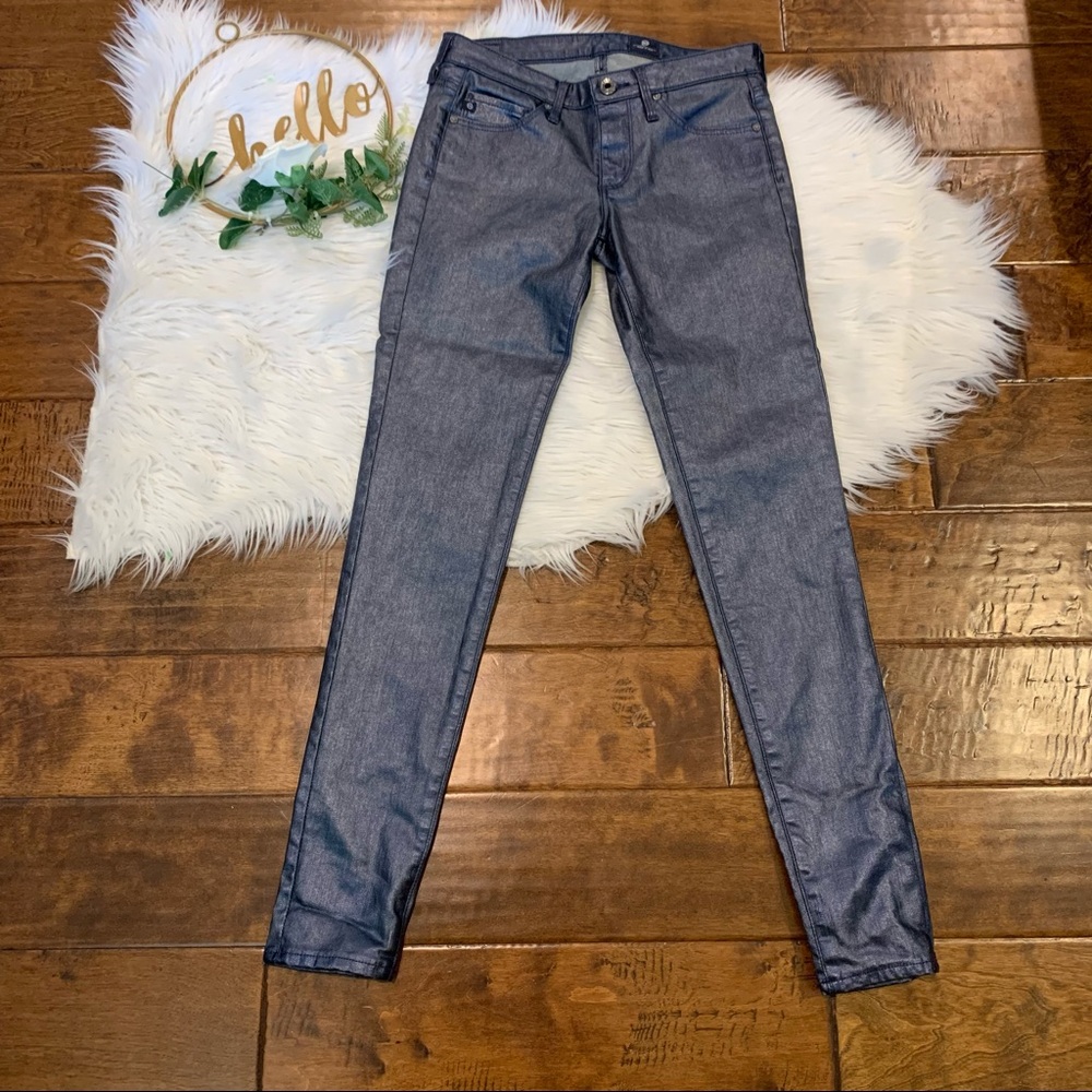 AG Women’s Pants Faux Leather Pants Blue Skinny fit Size 24R